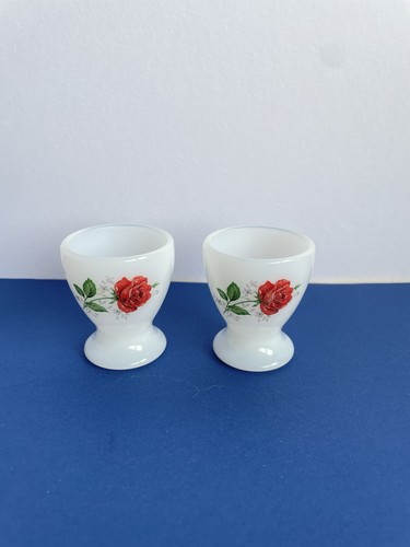 Vintage milk glass red rose - vintage,