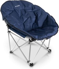 Navaris Folding Moon Chair - Foldable Round Padded Seat XX-Large, Dark Blue 
