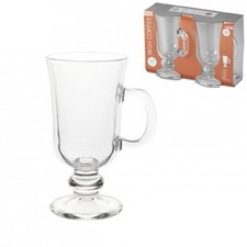 Irish Coffee Glass Set of 2 Clear 23cl Tall Durable Glasses for Hot Drinks