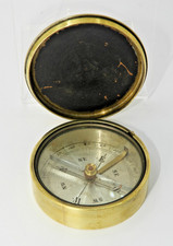 Antique French L.B. Co Star France ..Solid Brass Pocket Case Compass With Lid.