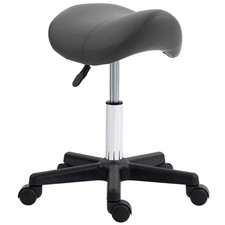 HOMCOM Saddle Stool Adjustable Rolling Salon Chair for Massage Spa Beauty Grey