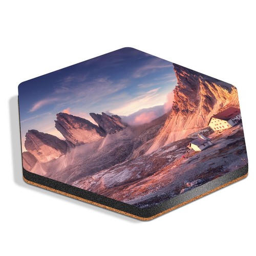 Hexagon mdf coaster dolomites - mdf,