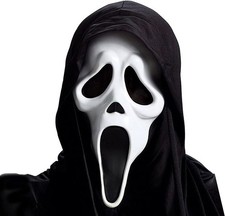 Scream 4 Ghost Mask with Shroud Halloween Fancy Dress Accessory Adult 14+