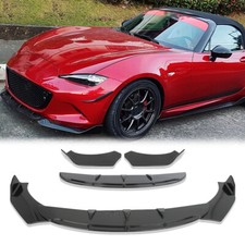 Front Bumper Lip Spoiler Splitter Body Kit ABS Glossy Black For Mazda Miata MX-5