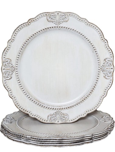 Antique white charger plates - charger,