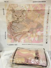 Ehrman Tapestry Kit Pink Cat - Sarah Windrum 1989 Old English Tapestry Wool Kit