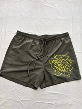 CHEECH & CHONG SWIM SHORTS W/ LOGO, ARMY GREEN Up In SMOKE ganja MEN'S LARGE