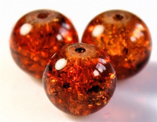 Crackle glass round beads - glass,