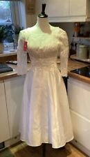 Size 8 JJ house Ivory Midi Lace Satin Fit N Flare Tea Length Wedding Dress