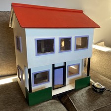 Large Home-Made Wooden Dolls House 18” Wide, 13” Deep, 22” Tall Vintage Retro