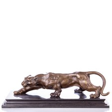 Bronze Sculpture Panther on a black marble base after Barye