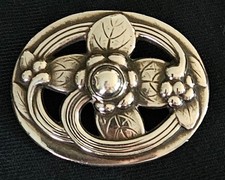 VINTAGE 1951 GEORG JENSEN No138 STERLING SILVER FLORAL / FLOWER BROOCH.