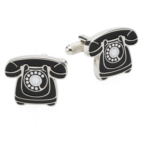 Classic phone cufflinks onyx - phone,