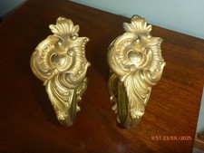 Antique French Gilt Bronze Curtain Tie Backs Baroque Foundery Marks FG 337