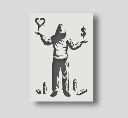 Banksy love money stencil - money,