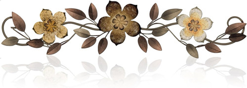 Brown metal flower wall decor - brown,