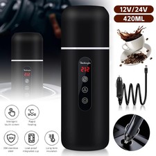 420ml Electric Car Travel Kettle 12/24V Stainless Steel Car Water Heating Bottle