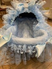 Reborn Doll Toys Doll Car Seat COVERS For Baby Carrier Blue & White Frilly Lacey
