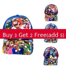 Super Mario Cartoon Baseball Cap Adjustable Sun Hat For Kids And Adults
