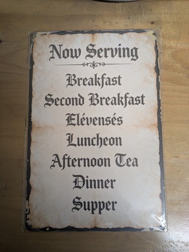 Hobbit meals metal tin sign - hobbit,
