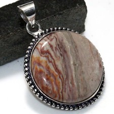 Wave Dolomite 925 Silver Plated Round Gemstone Pendant 1.8" Modern Gifts AU Y767