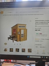 KidKraft Modern Outdoor Wooden Playhouse with Picnic Table, Mailbox