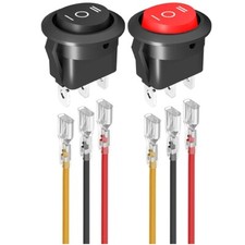 Red Black 3-Way 12V Round Rocker Switch ON/OFF/ON 20mm Waterproof 3-Pin Toggle
