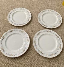 4 Mayfair Fine Bone China Alpine Floral Flowers Salad, Lunch Plates.  8 inches