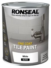 Ronseal One Coat Tile Paint Ceramic Interior Kitchen & Generic White Gloss 750ml