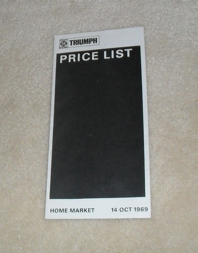 Triumph range price - list, 1969