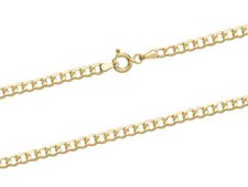 9ct Yellow Gold Necklace Chain Hollow Curb Diamond Cut 16in-20in Hallmarked