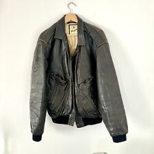 Chevignon Vintage 80’s Leather Bomber Flight Jacket Men’s Distressed Biker RARE