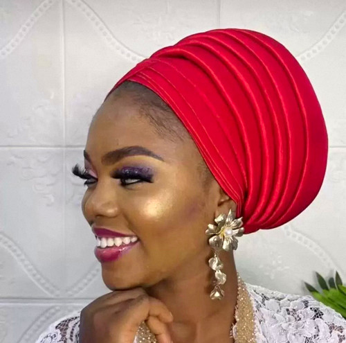 Women red turban head - head, wrap