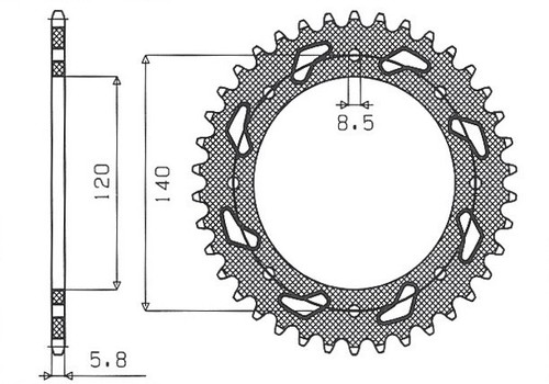 Rear sprocket 491 - 46, for