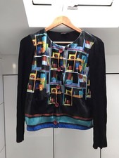 Vintage Aventures Des Toiles Small Art Wear Colorful Black Multicolour Cardigan