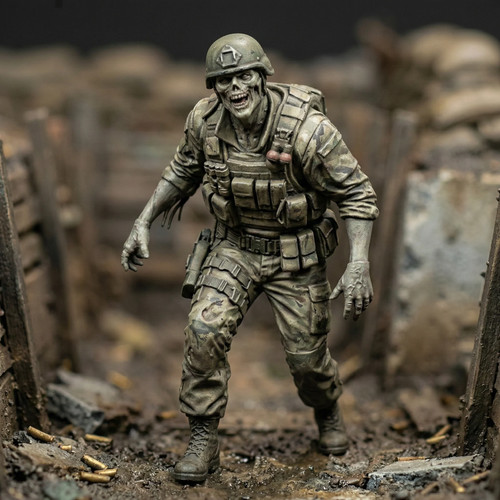 Resin zombie soldier figurine - zombie,