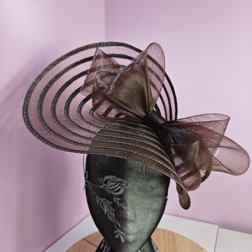 Dark brown bow fascinator - bow,