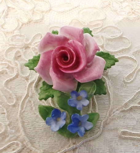 Vtg pink rose blue - rose,