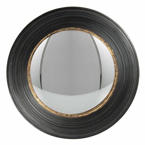 Wall mirror black - round, convex