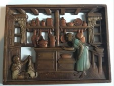 Vintage Chalkware Plaster Cast Kitchen Plaque/Wall Hanging 11 X 14