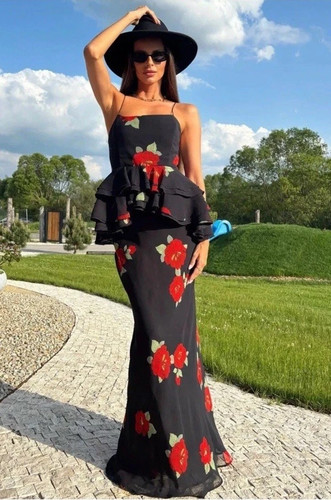 Zara black and red - , floral
