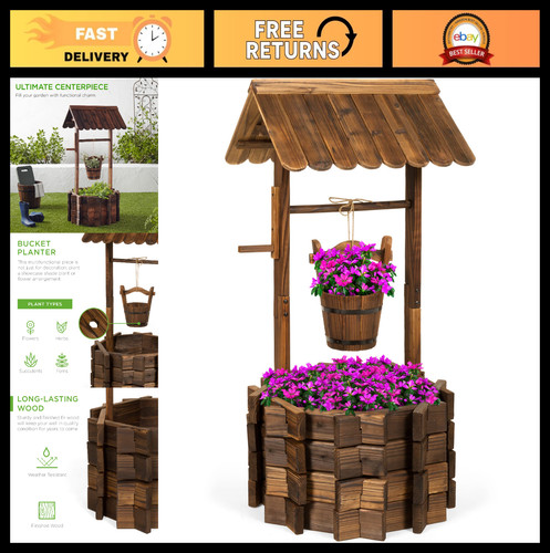 Rustic wooden wishing well - rustic,