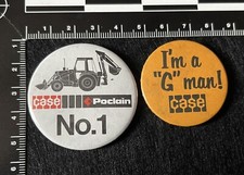 Two genuine Case Poclain Excavators vintage button badges. 