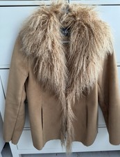 Jasper Conran Afghan Faux Suede And Mongolian Fur Trim Size Uk 14