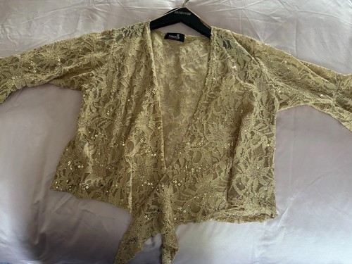 Gold lace sequin bolero - sequin, jacket