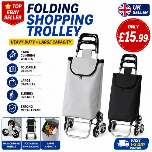 Large folding shopping trolley - folding,