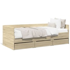 Daybed with Drawers Sonoma Oak 75x190 cm Engineered Wood Sofa Guest Bed Trundle