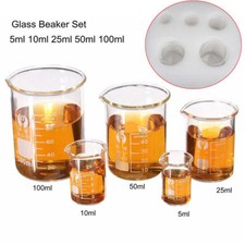 5pcs/Set Clear Glass Beaker