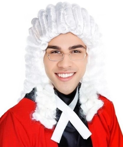 White judge wig - white,
