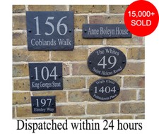 Rustic Slate House Gate Sign Plaque Door Number Personalised Name Plate oval/rec